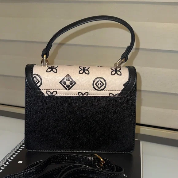 Aldo Black & Pink Dog Motif Top-Handle Satchel with Pom - Picture 4 of 10